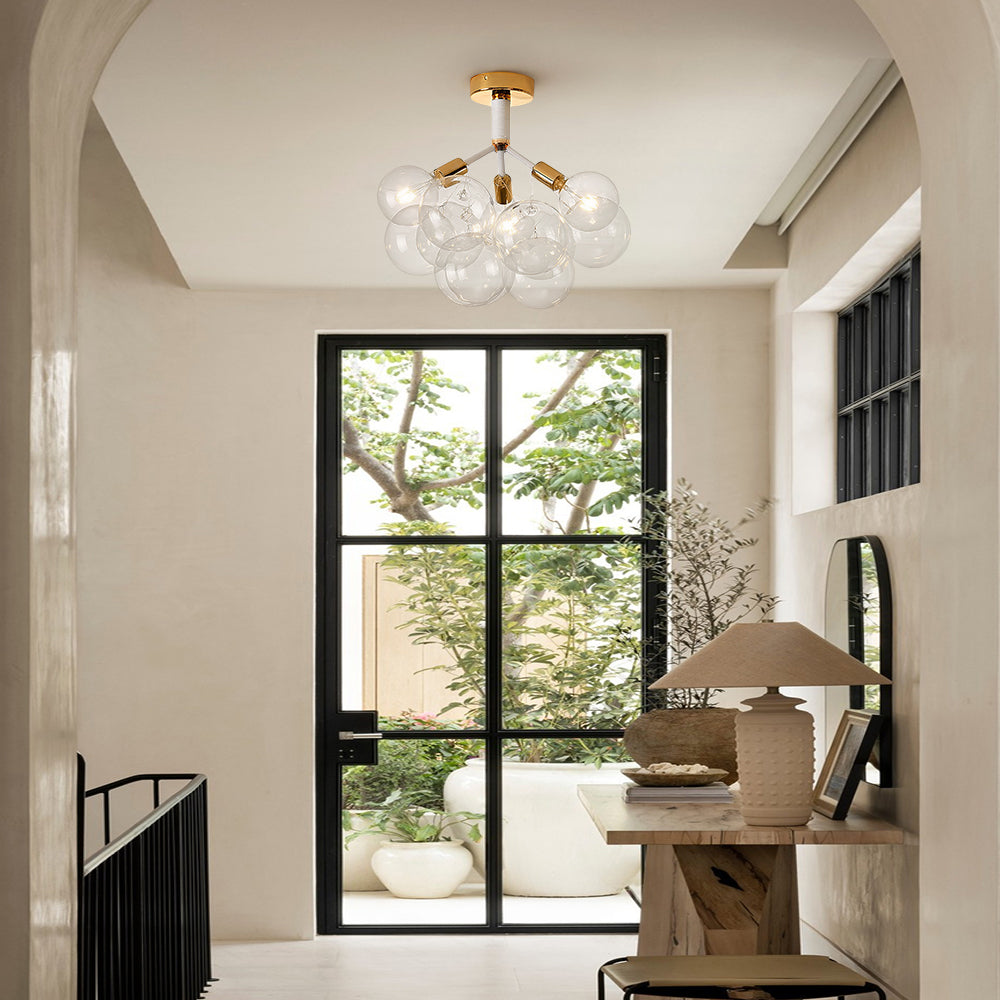 Evoke Modern Bubble Glass Chandelier / Semi Flush - Lamp Copper