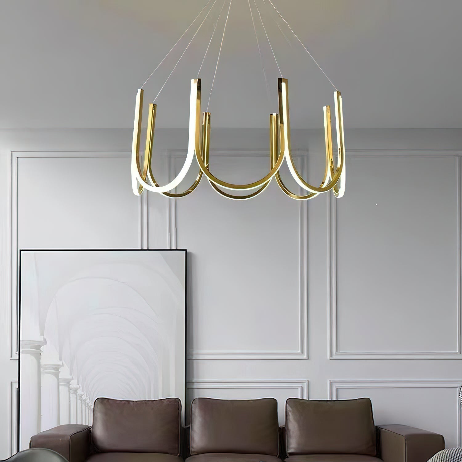 Otheara Modern Minimalist LED Metal Chandelier - Lamp Copper