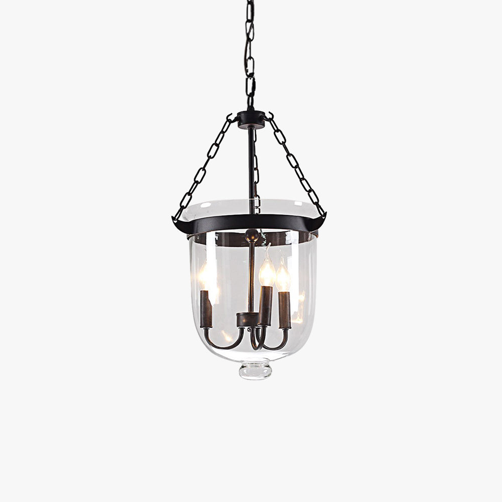 Silva Pendant Light Glass Black Industrial LED Living Room - Lamp Copper