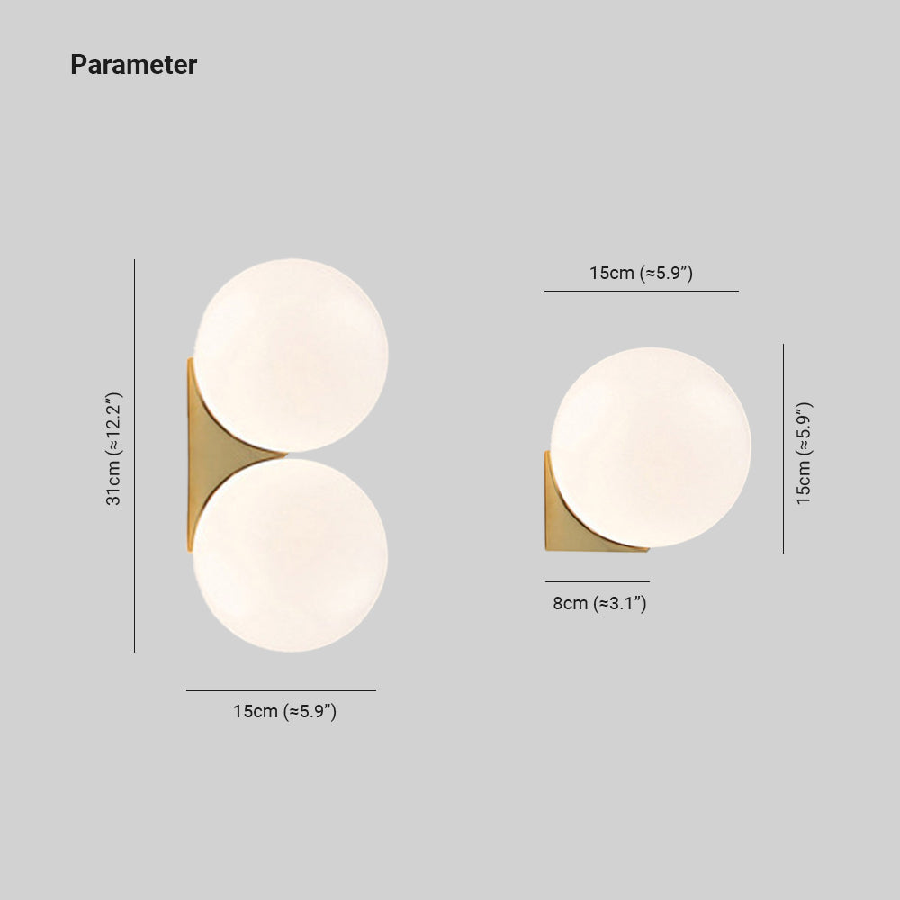 Valentina Indoor Wall Lamp Glass Brass&White Living Room Bedroom - Lamp Copper