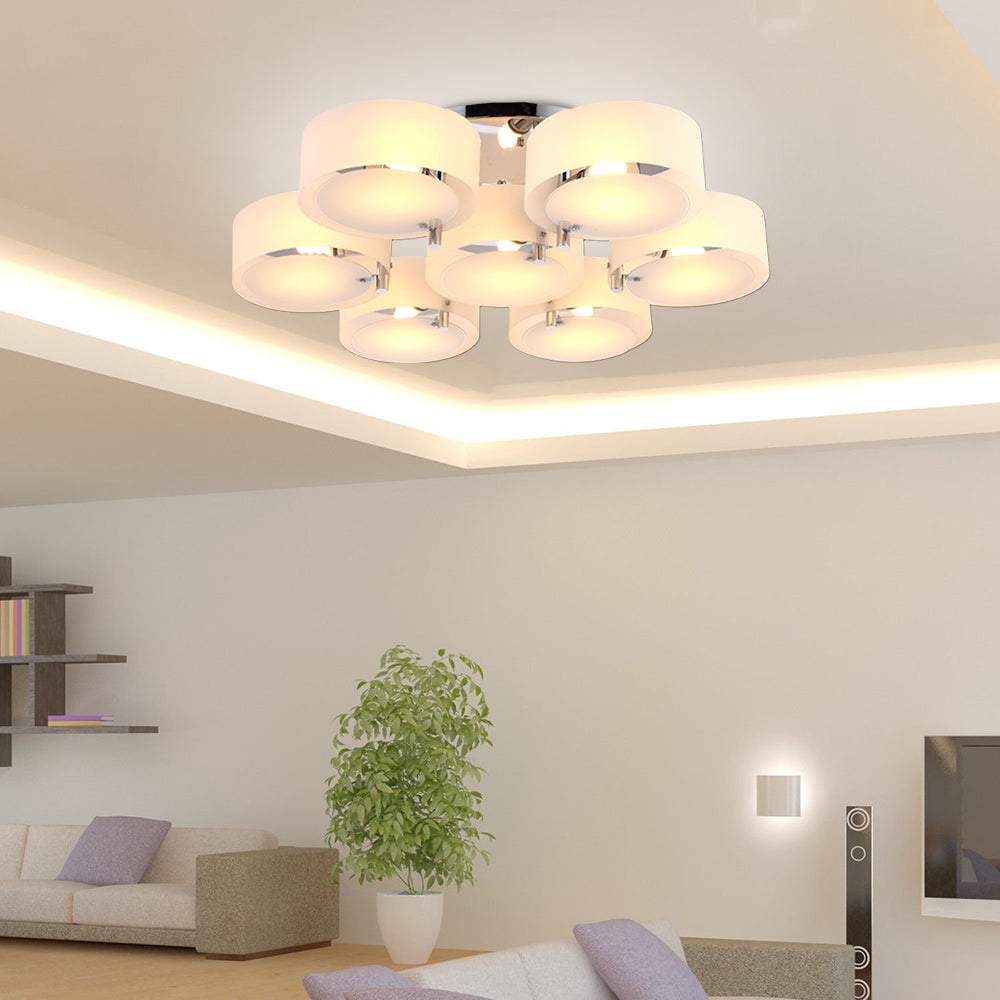 Arisha Flush Mount Ceiling Light Glass White Modern Round Hallway - Lamp Copper