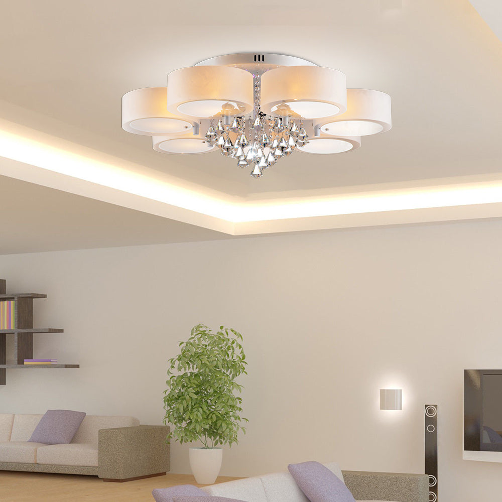 Arisha Flush Mount Ceiling Light Glass White Modern Round Hallway - Lamp Copper