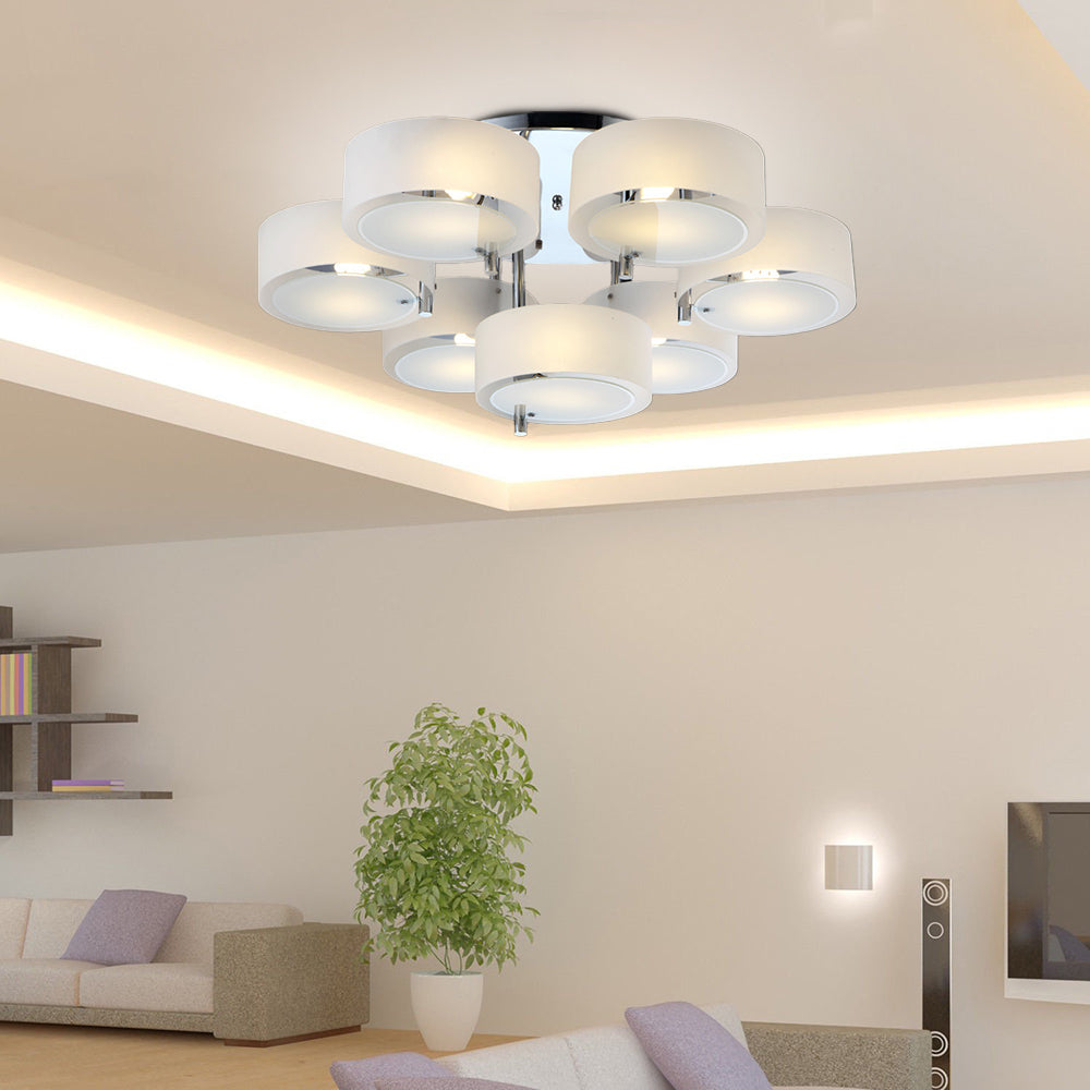 Arisha Flush Mount Ceiling Light Glass White Modern Round Hallway - Lamp Copper