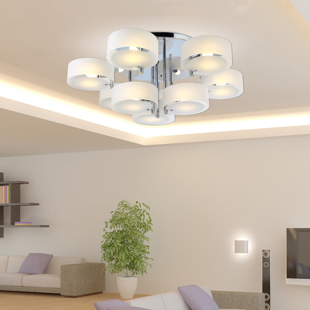 Arisha Flush Mount Ceiling Light Glass White Modern Round Hallway - Lamp Copper