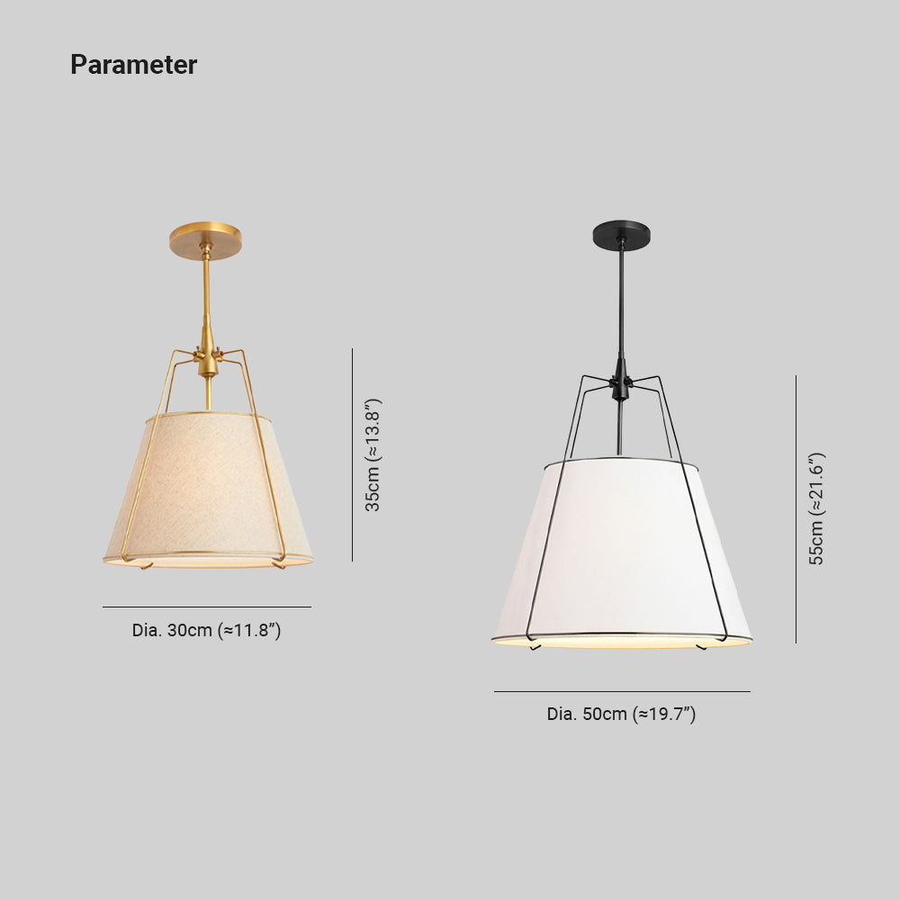 Ritta Pendant Light Fabric Dinging Room Modern Conical - Lamp Copper