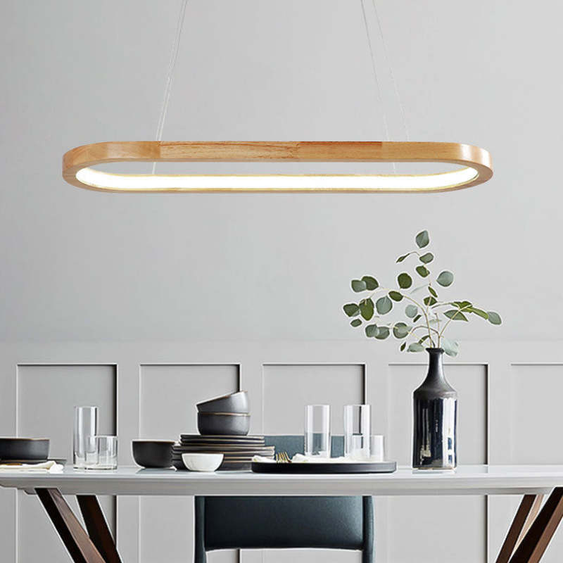 Veon Contemporary Oval Wooden Pendant Light - Lamp Copper