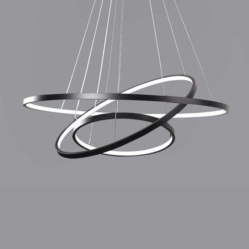 Aluna Pendant Light, Inner Ring Illuminated, White/Black/Gold - Lamp Copper