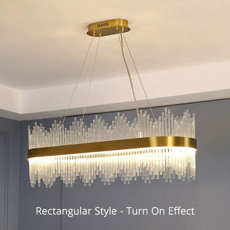 Kristy Modern Round/Rectangular Chain Chandelier, Gold - Lamp Copper