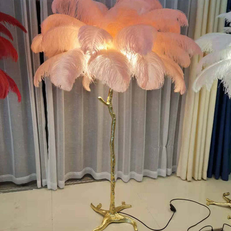 O'Moore Nordic Luxury Unique Ostrich Feather Floor Lamp/Table Lamp - Lamp Copper