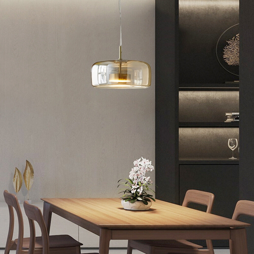 June Morden Glass Pendant Light Clear/Smoky/Amber - Lamp Copper