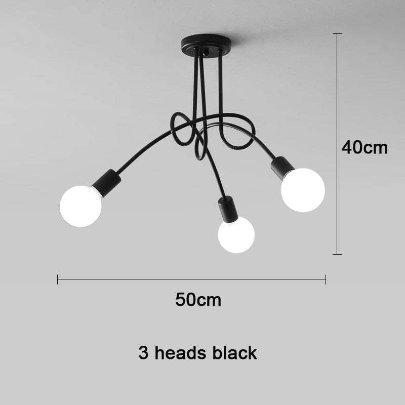 Arisha Modern Linear Curve Metal Ceiling Light, Dining Room/Living Room - Lamp Copper