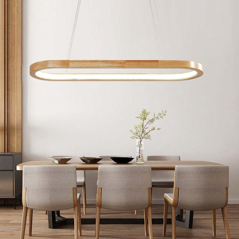 Veon Contemporary Oval Wooden Pendant Light - Lamp Copper