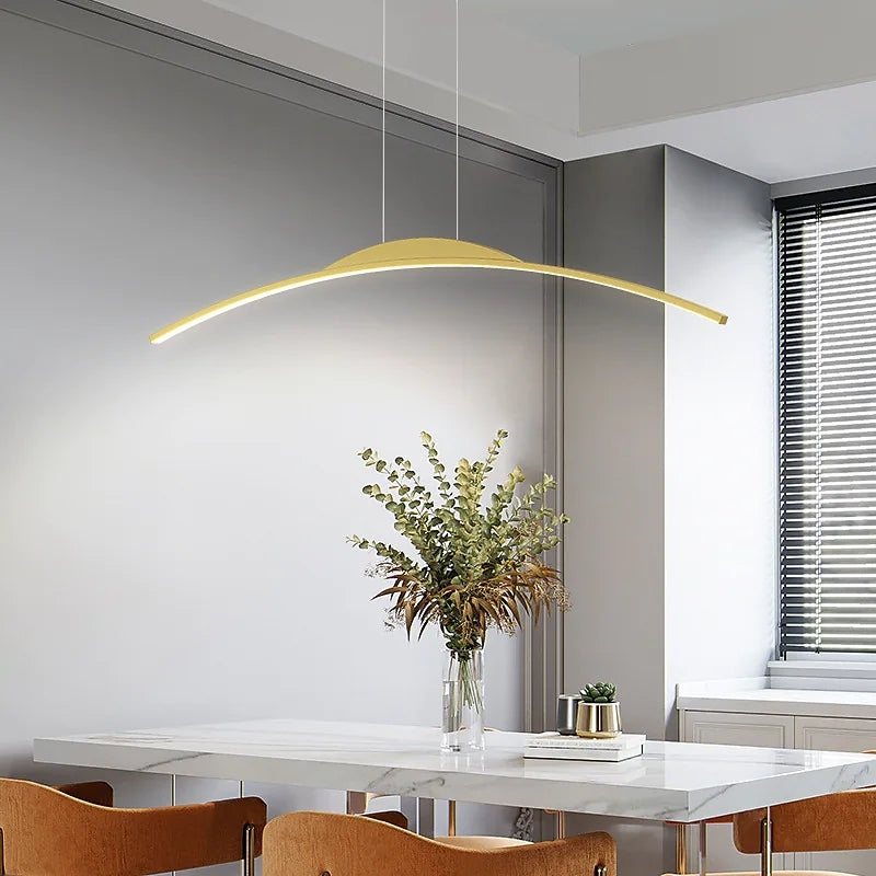 Floa Minimalist Linear Metal Remote Control Pendant Light - Lamp Copper