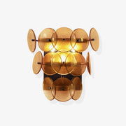 Aurora Wall Sconce Pressed Glass Disc Vintage Amber - Lamp Copper