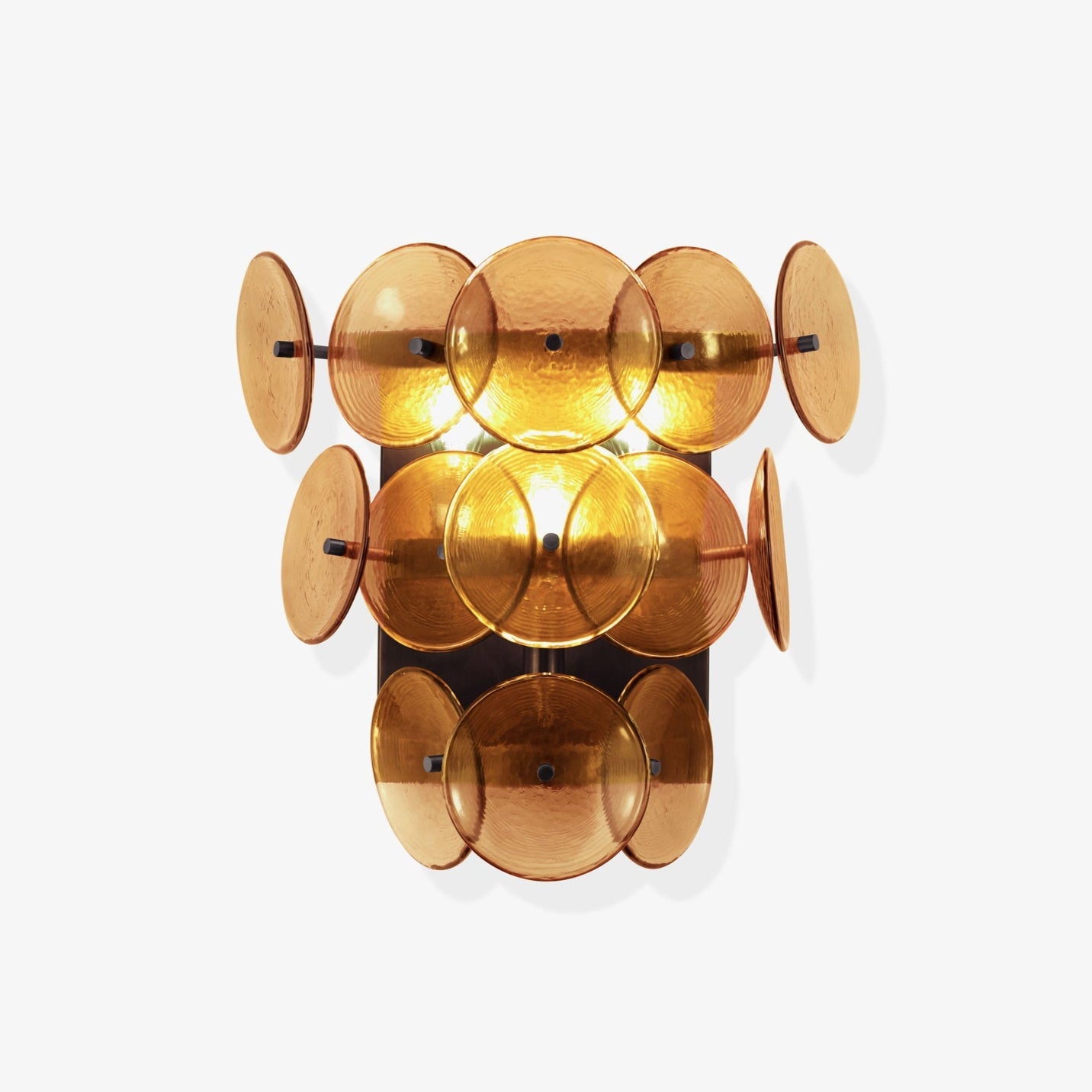 Aurora Wall Sconce Pressed Glass Disc Vintage Amber - Lamp Copper