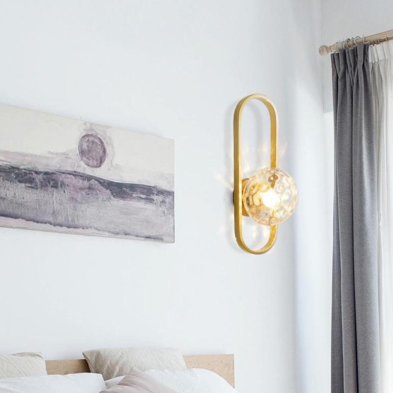Valentina Modern Globe Bedside Wall Lamp Mount for Bedroom & Reading Room, Gold/Black - Lamp Copper
