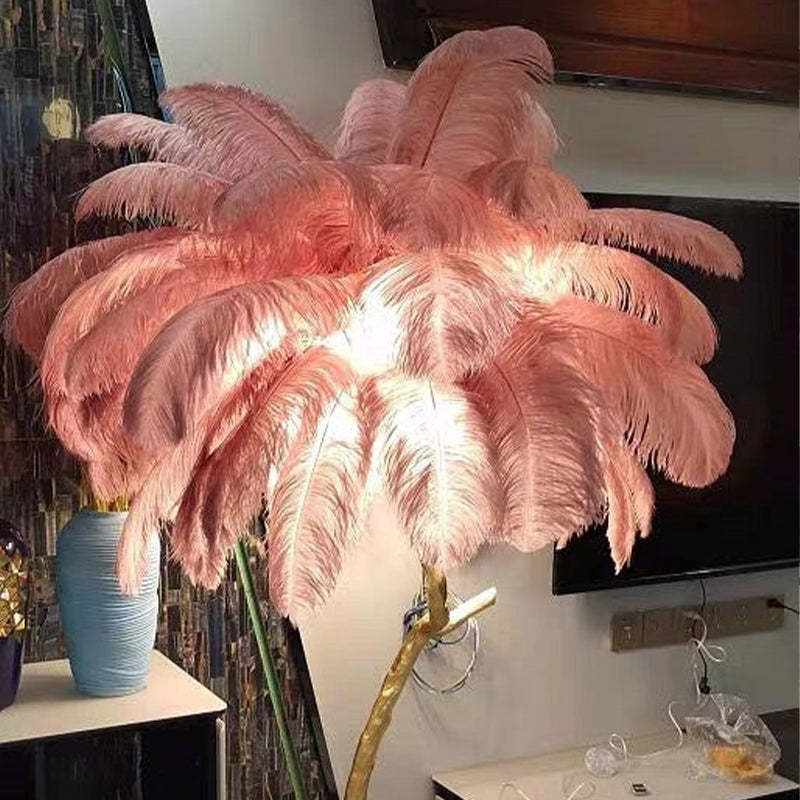 O'Moore Nordic Luxury Unique Ostrich Feather Floor Lamp/Table Lamp - Lamp Copper