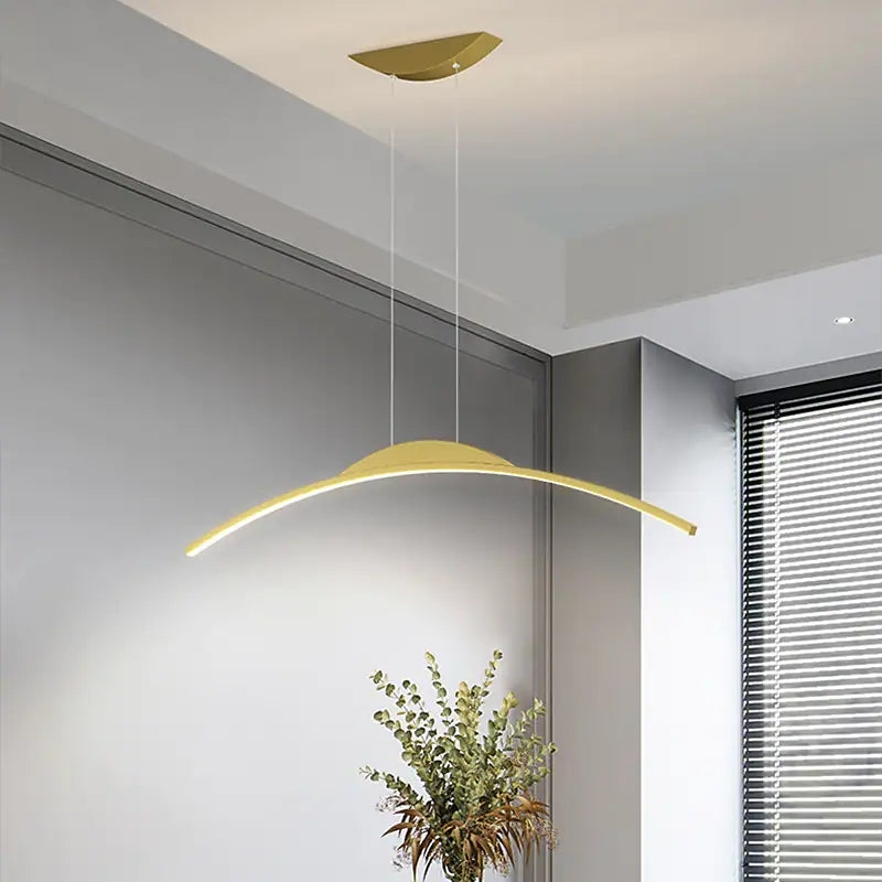 Floa Minimalist Linear Metal Remote Control Pendant Light - Lamp Copper
