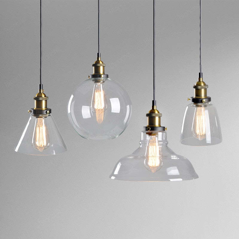 June Industrial Glass Pendant Light Clear/Amber/Smoke Grey - Lamp Copper