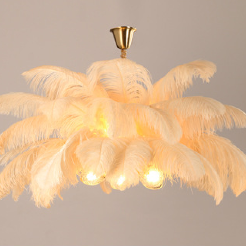 O'Moore Nordic Luxury Pendant Light, Brass/Feather - Lamp Copper