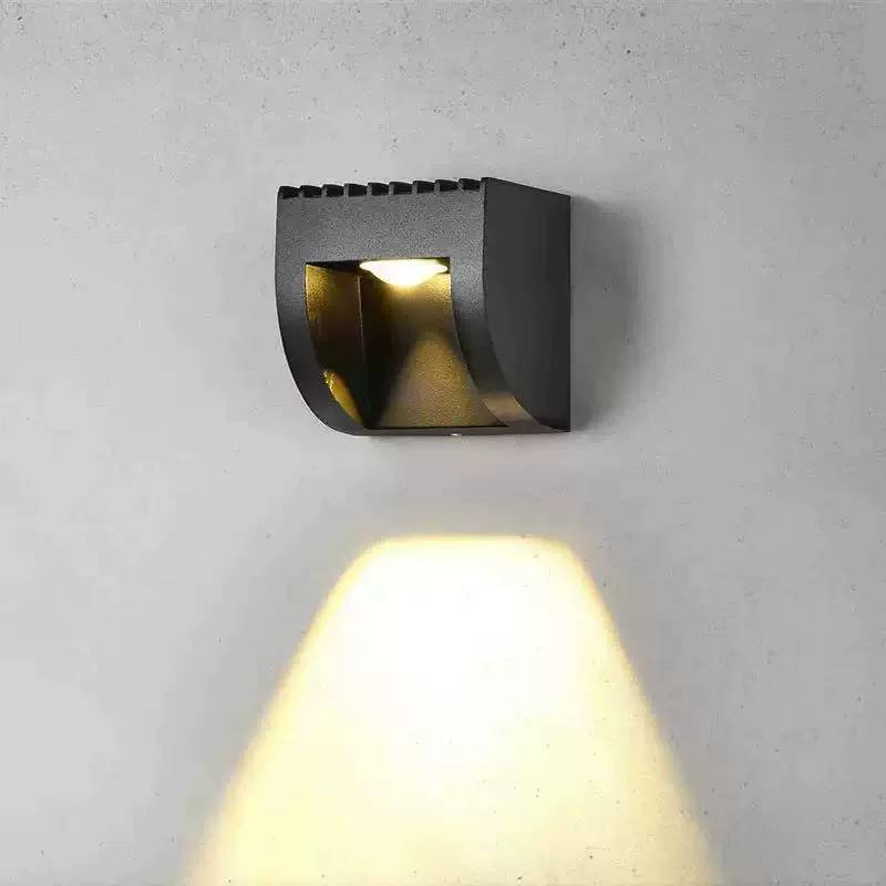 Ray Minimalist Up/Down Metal Outdoor Wall Lamp, Black