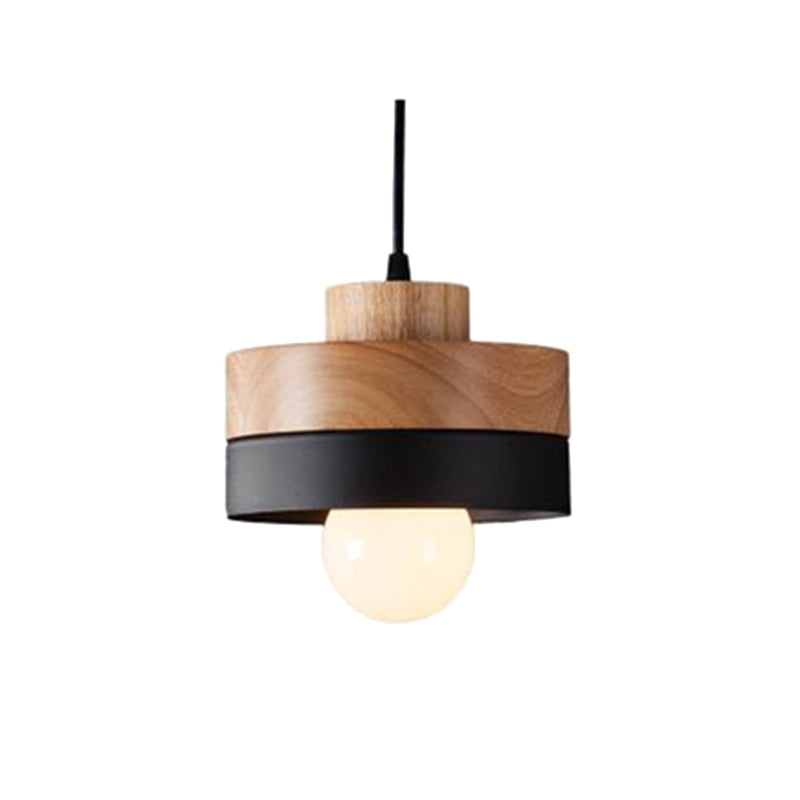 Aria Minimalist Black & White Wood Geometric Pendant Light - Lamp Copper