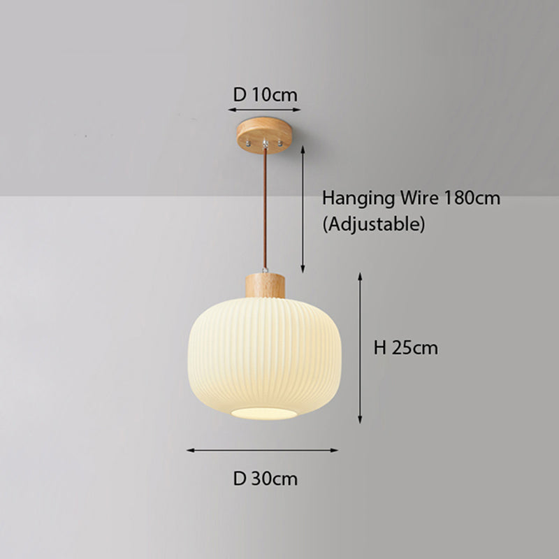 Muto Modern Wood/Glass Pendant Light, White - Lamp Copper