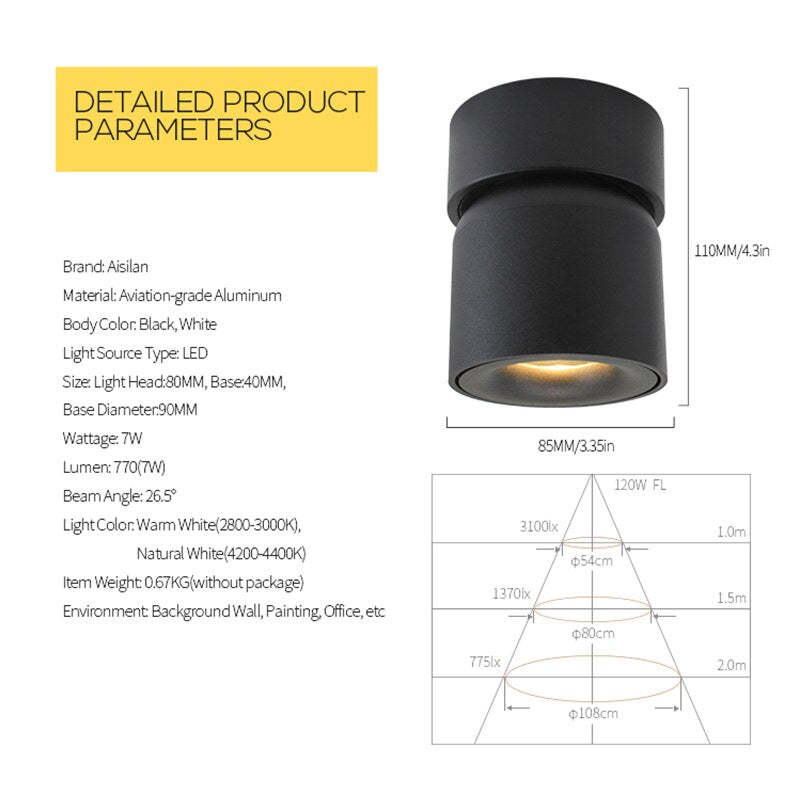 Kilo Spotlight Modern LED Flush Mount Ceiling Light, Black/White - Lamp Copper