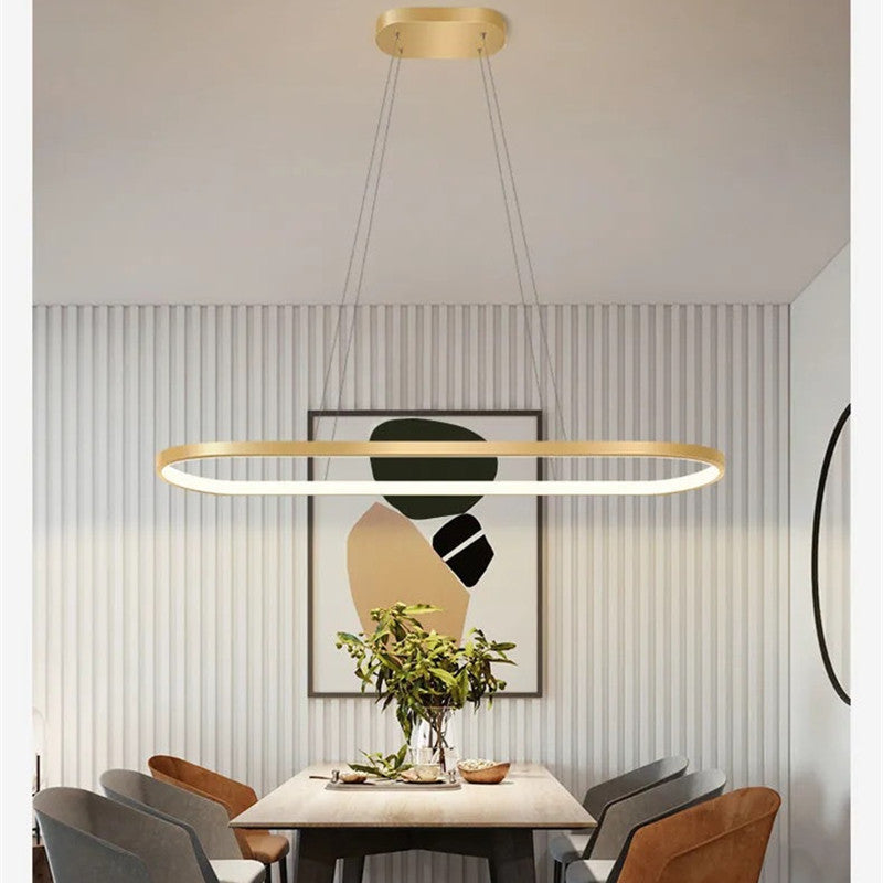 Junel Minimalist Oval Interior Hanging Pendant Light - Lamp Copper