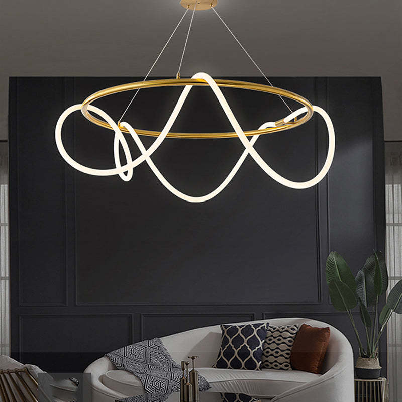 Arisha Curved & Linear Semi Flush Mount Ceiling Light, Gold - Lamp Copper