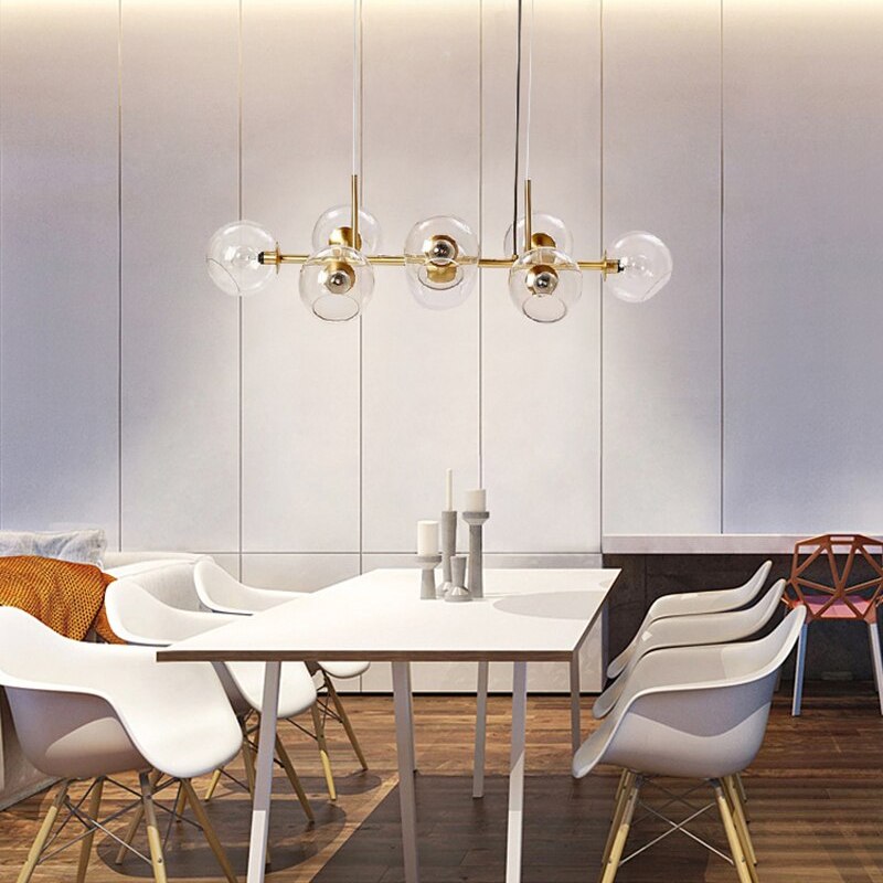 Valentina Modern Glass Globe Bubble Pendant Light Black/Gold - Lamp Copper