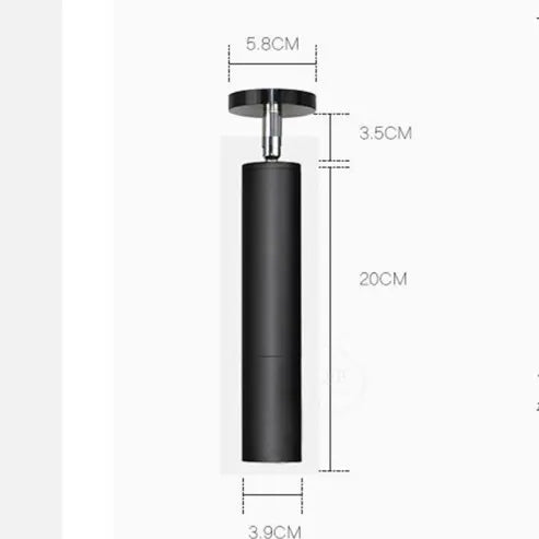 Aria Modern Long Tube Spotlight, Metal, Black/White - Lamp Copper