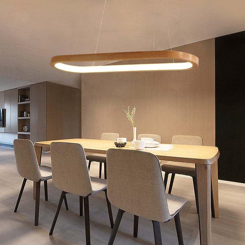 Veon Contemporary Oval Wooden Pendant Light - Lamp Copper