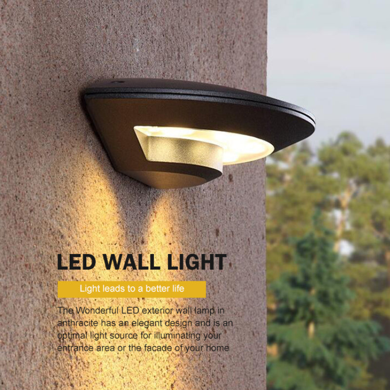 Ray Wall Lamp Flying Saucer, Metal LED, Black, Outdoor - Lamp Copper