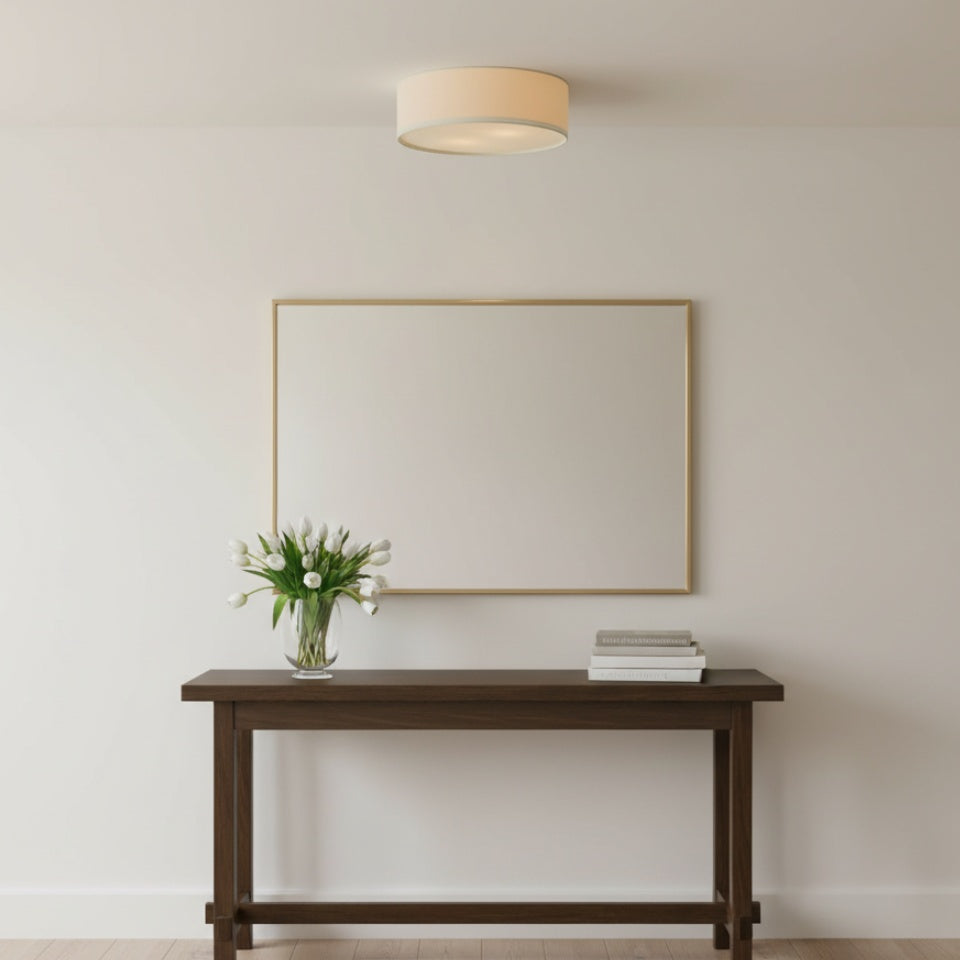 Linen Drum Ceiling Light Modern Bedroom