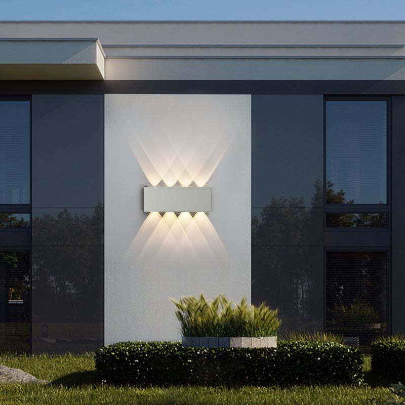 Tronix Modern Rectangular Metal Outdoor Wall Lamp, Black/White, Water-wave - Lamp Copper
