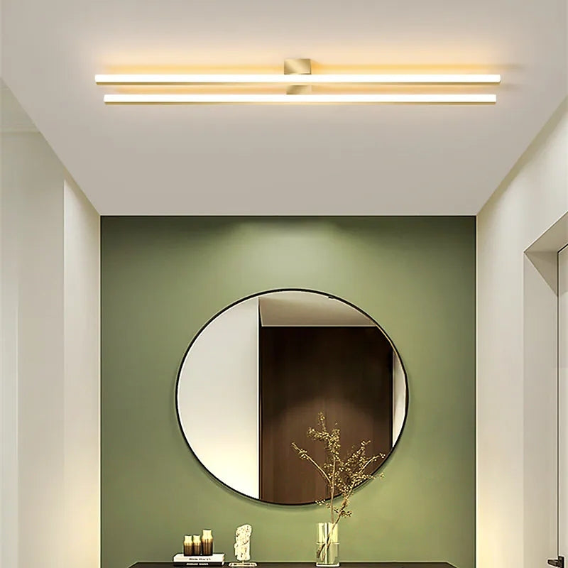 Arisha Modern Minimaliste Flush Mount Ceiling Light, Double-Linear - Lamp Copper