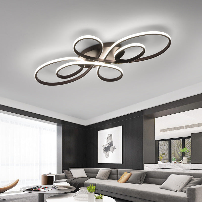 Brisa Modern LED Multi Rings Flush Mount Ceiling Light, Brown/White - Lamp Copper