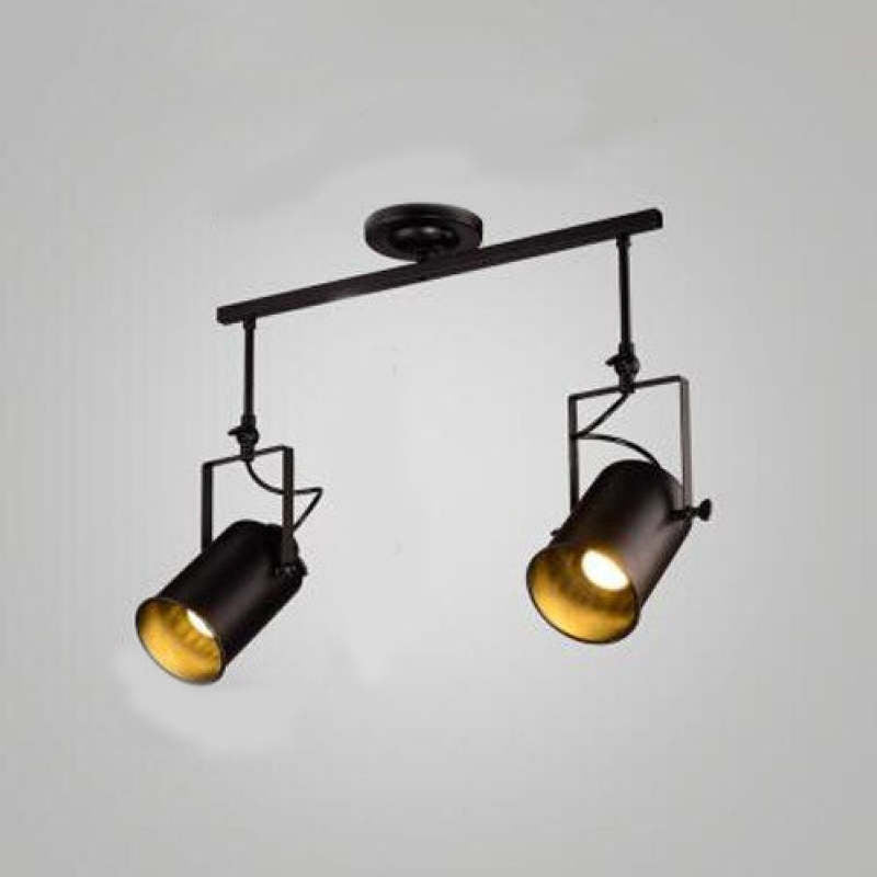 Silva Vintage Adjustable Semi-Flush Mount Ceiling Light, Black - Lamp Copper