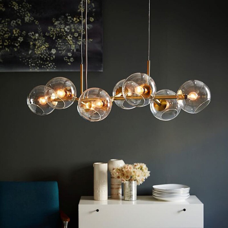 Valentina Modern Glass Globe Bubble Pendant Light Black/Gold - Lamp Copper