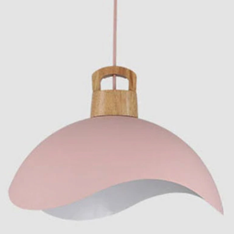 Valentina Colorful Shade Single Pendant Lights, Wood & Metal - Lamp Copper