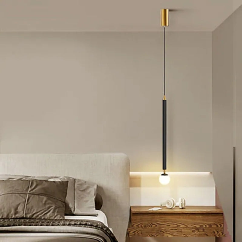 Auri Linear Metal Pendant Light Bedside, Black & Gold - Lamp Copper