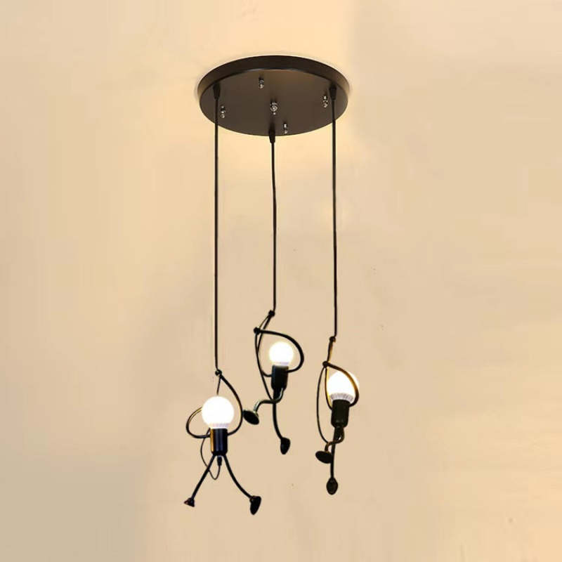 Miro Retro Modern Iron Man Pendant Light, Black - Lamp Copper