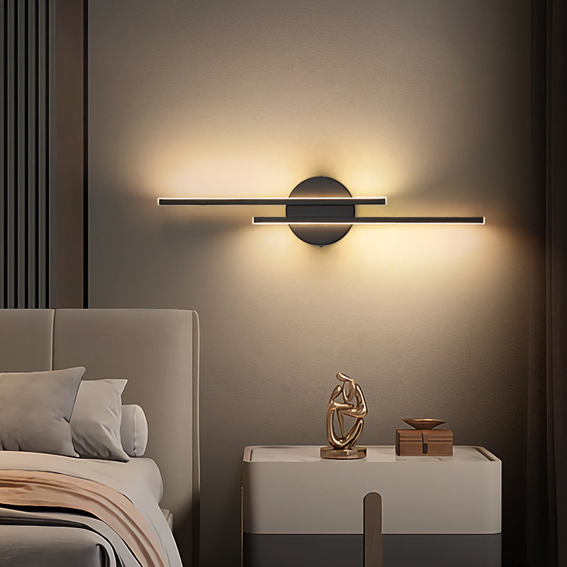 Elgo Modern Nordic Disc/Linear Metal LED Wall Lamp, Black/White - Lamp Copper