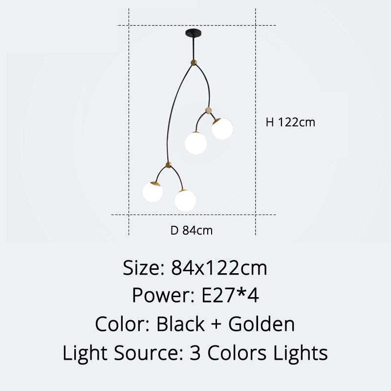 Valentina Minimalist Elegant Unique Branch Chandeliers, Living Room - Lamp Copper