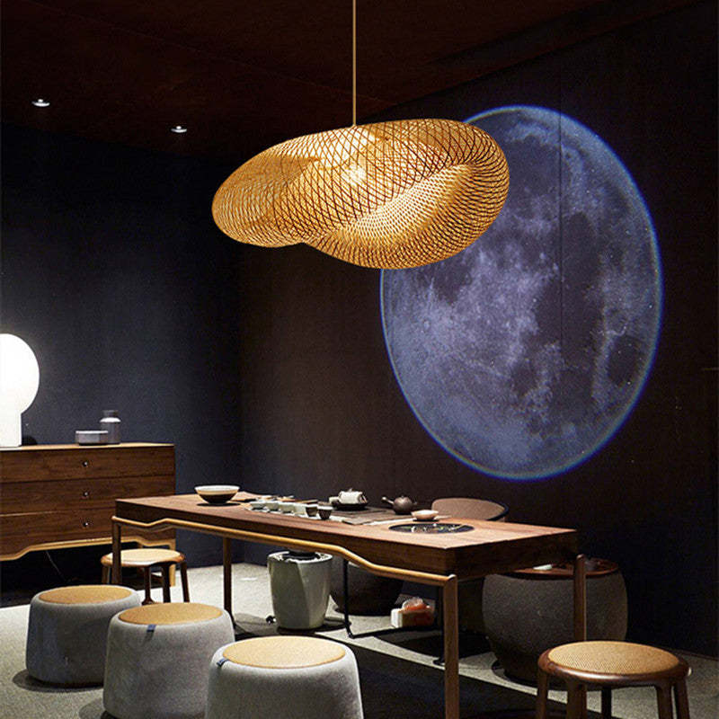 Rinwa Natural Pendant Light for Dining Room/Kitchen Island, Bamboo - Lamp Copper