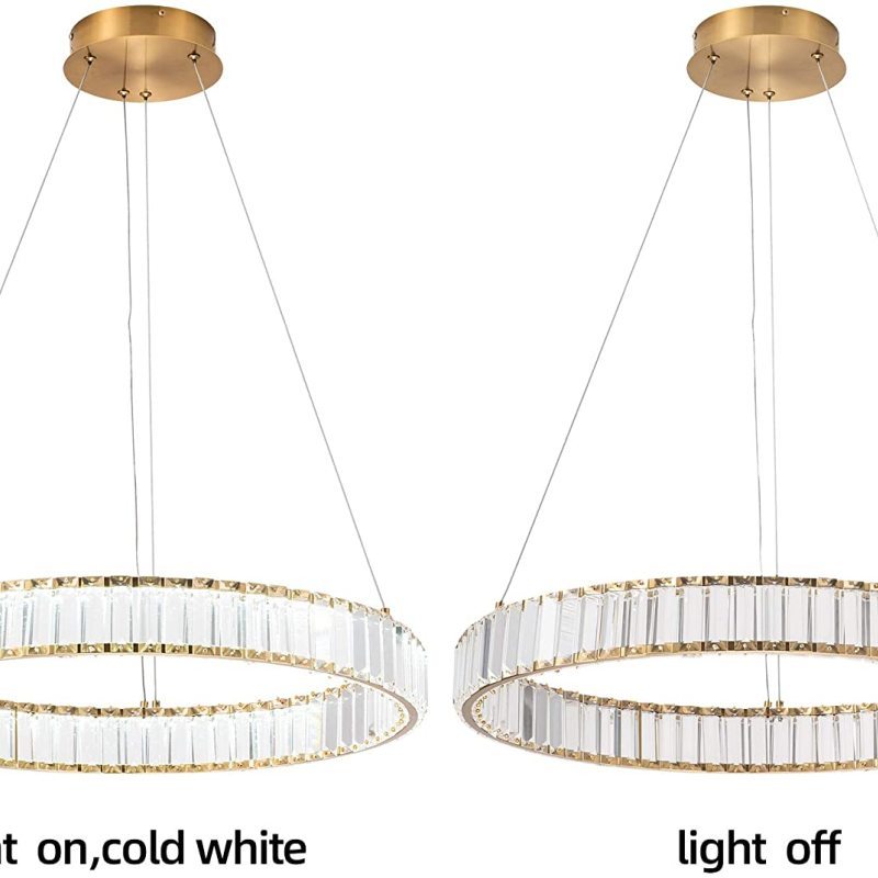 Kristy Elegant Round Crystal Chandelier, Clear - Lamp Copper