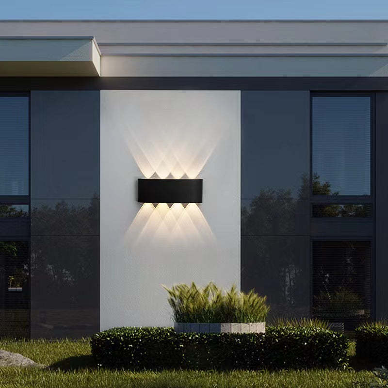 Tronix Modern Rectangular Metal Outdoor Wall Lamp, Black/White, Water-wave - Lamp Copper