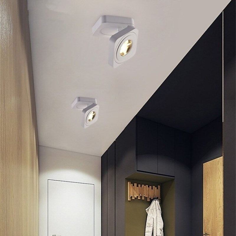Arisha Modern Adjustable Square Ceiling Light Spotlight, Black/White - Lamp Copper