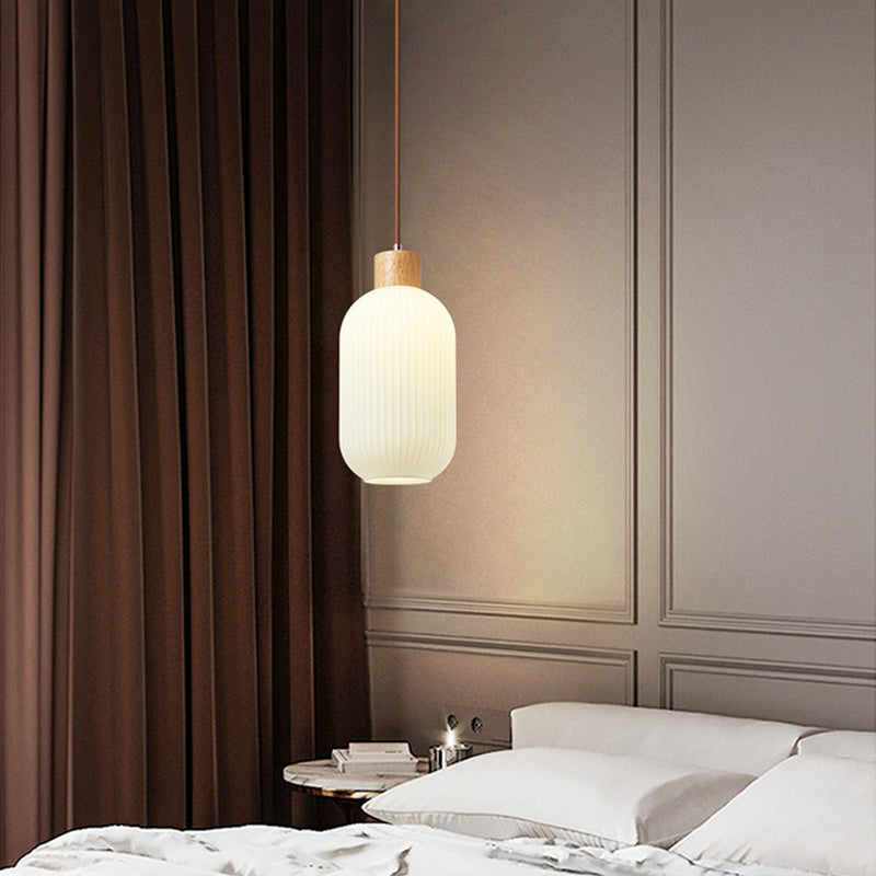 Muto Modern Wood/Glass Pendant Light, White - Lamp Copper